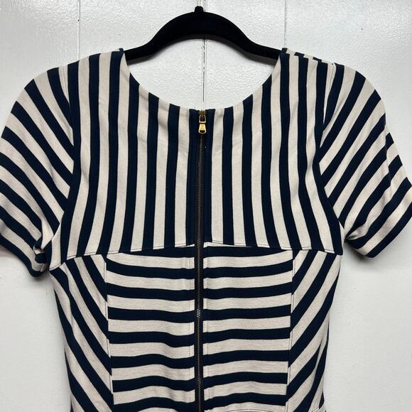 Marc Jacobs Short Sleeve Striped Navy Blue & Cream Women's Sheath Dress Size M - Picture 8 of 14